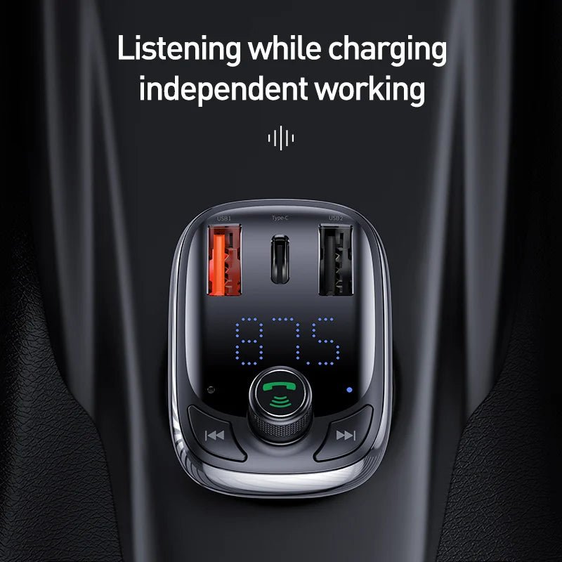 Baseus FM Transmitter Bluetooth 5.0 Handsfree Car MP3 Player