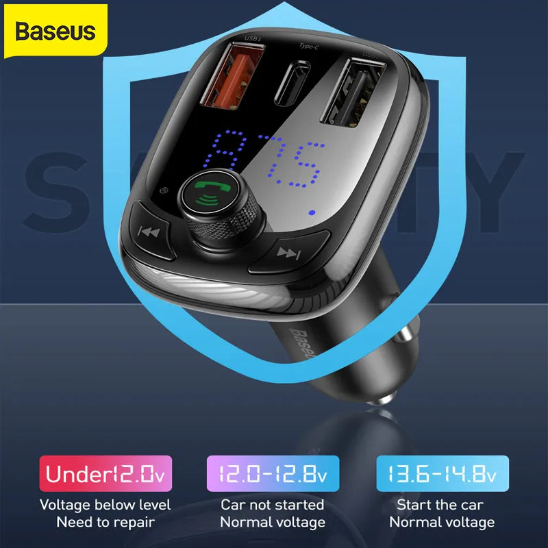 Baseus FM Transmitter Bluetooth 5.0 Handsfree Car MP3 Player